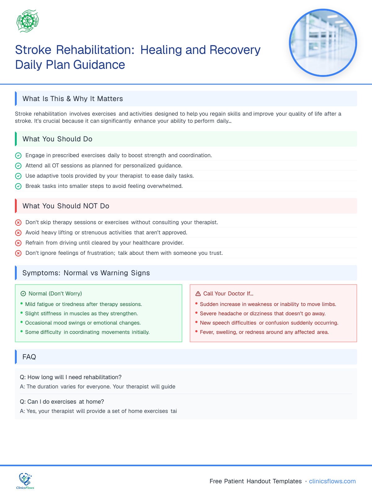 Stroke Rehabilitation: Healing and Recovery Daily Plan Guidance - patient handout preview