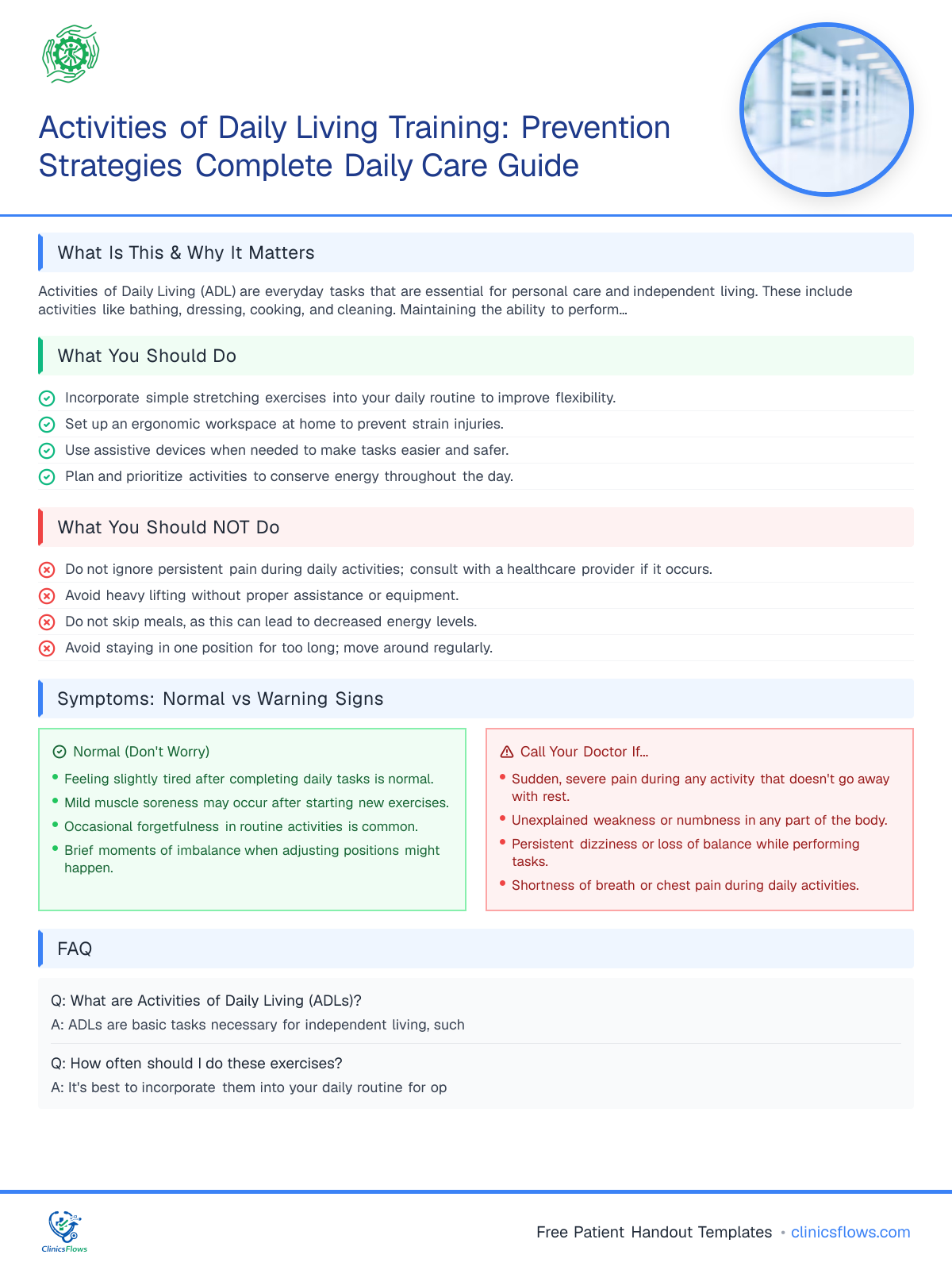 Activities of Daily Living Training: Prevention Strategies Complete Daily Care Guide - patient handout preview