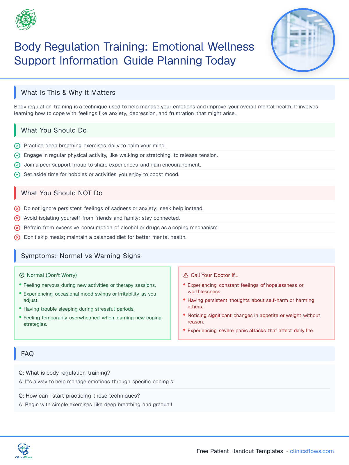 Body Regulation Training: Emotional Wellness Support Information Guide Planning Today - patient handout preview