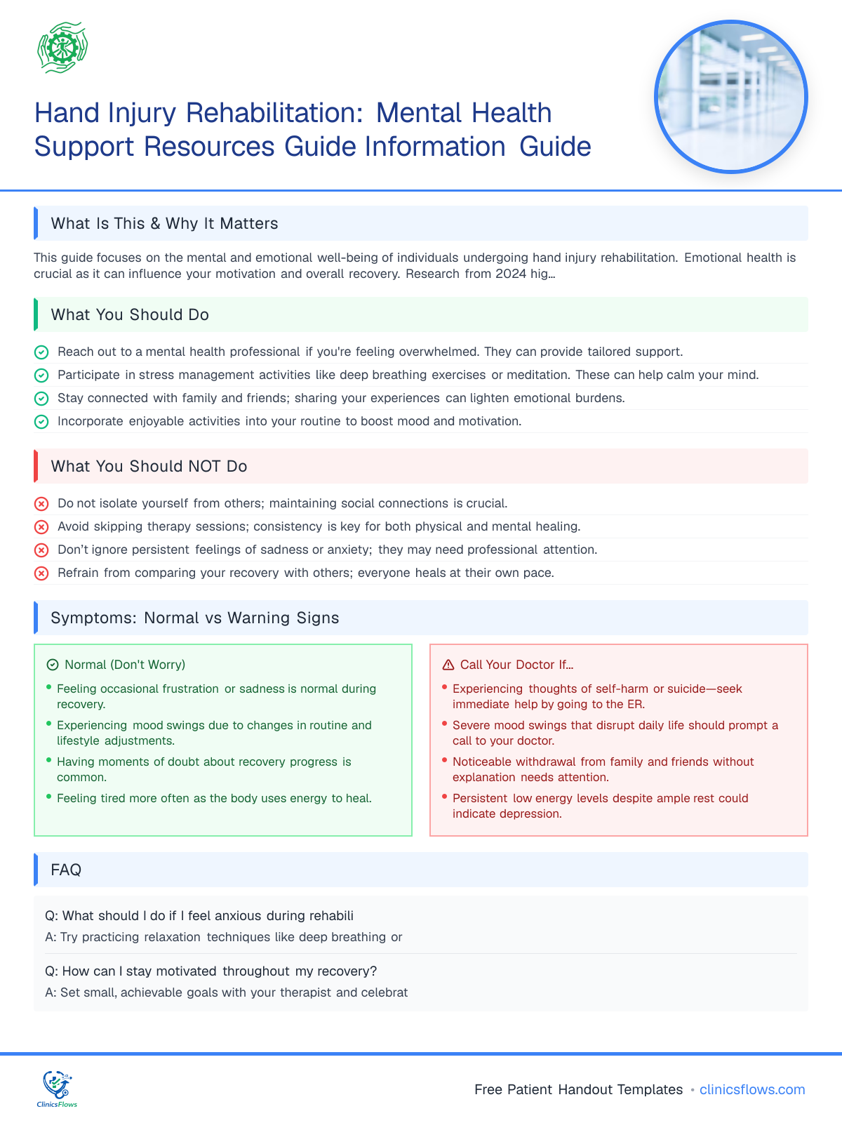 Hand Injury Rehabilitation: Mental Health Support Resources Guide Information Guide - patient handout preview