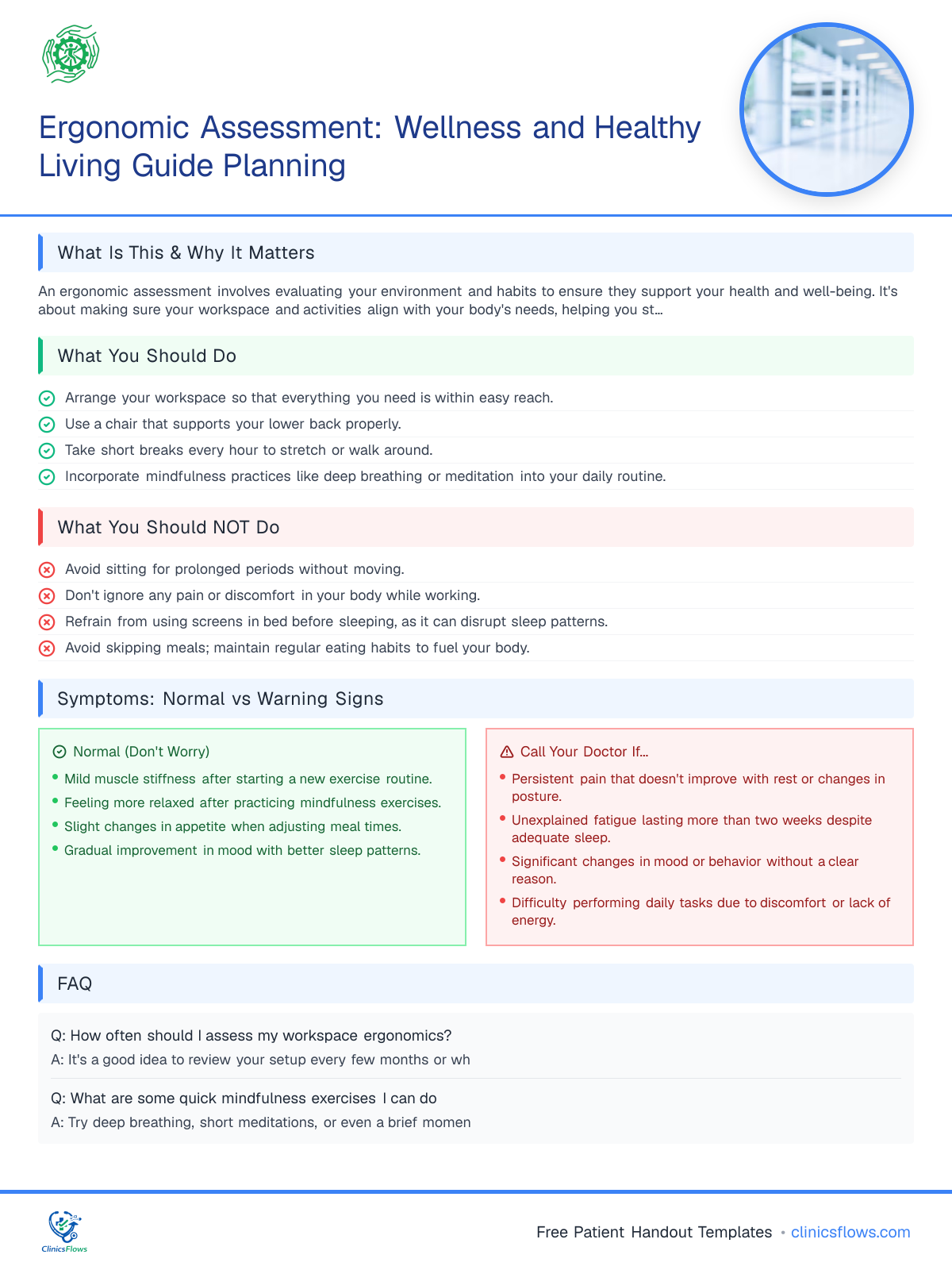Ergonomic Assessment: Wellness and Healthy Living Guide Planning - patient handout preview