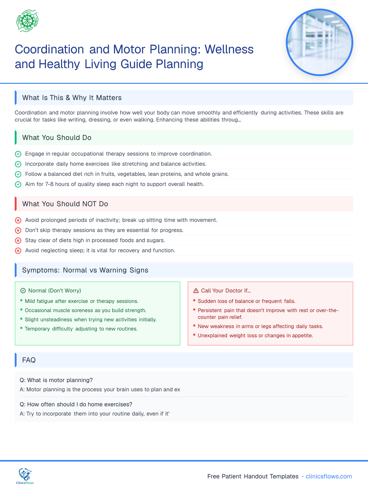 Coordination and Motor Planning: Wellness and Healthy Living Guide Planning - patient handout preview
