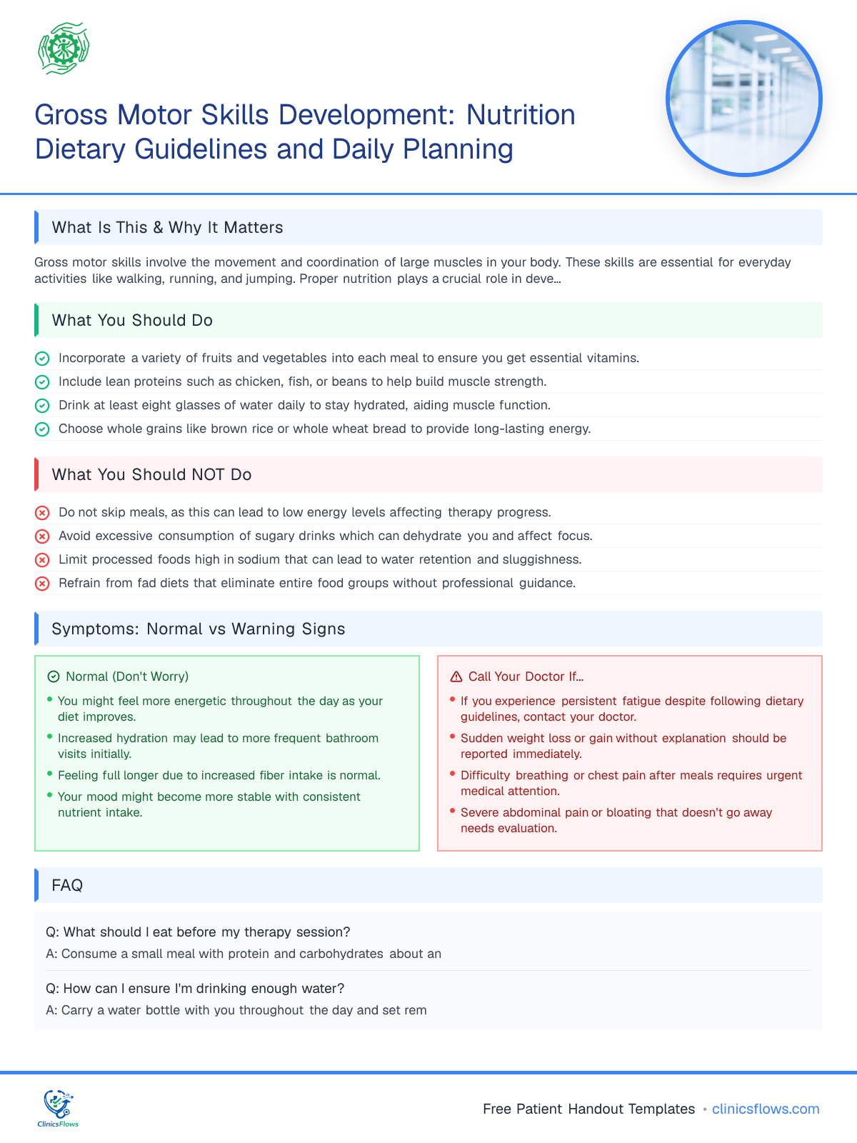 Gross Motor Skills Development: Nutrition Dietary Guidelines and Daily Planning - patient handout preview