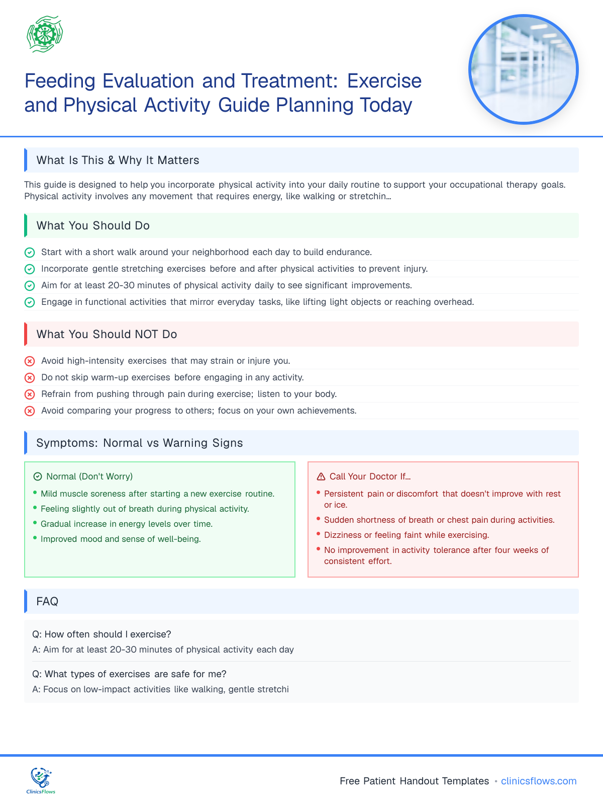 Feeding Evaluation and Treatment: Exercise and Physical Activity Guide Planning Today - patient handout preview