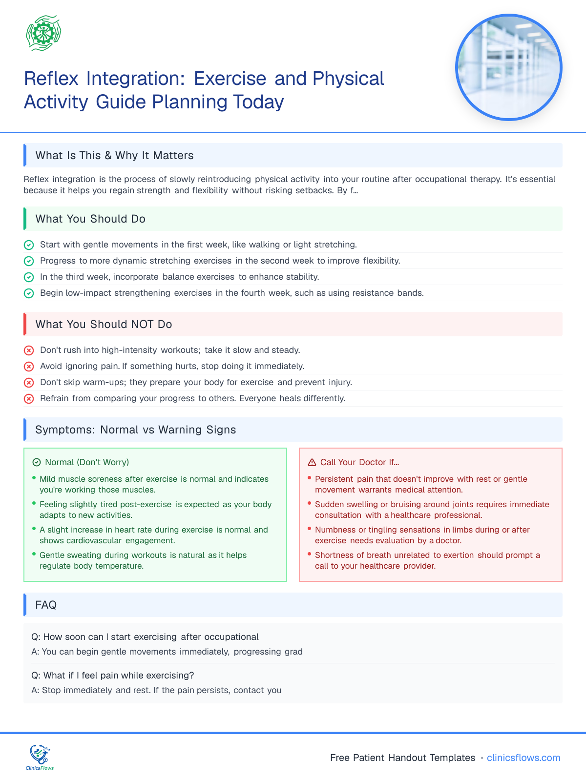 Reflex Integration: Exercise and Physical Activity Guide Planning Today - patient handout preview