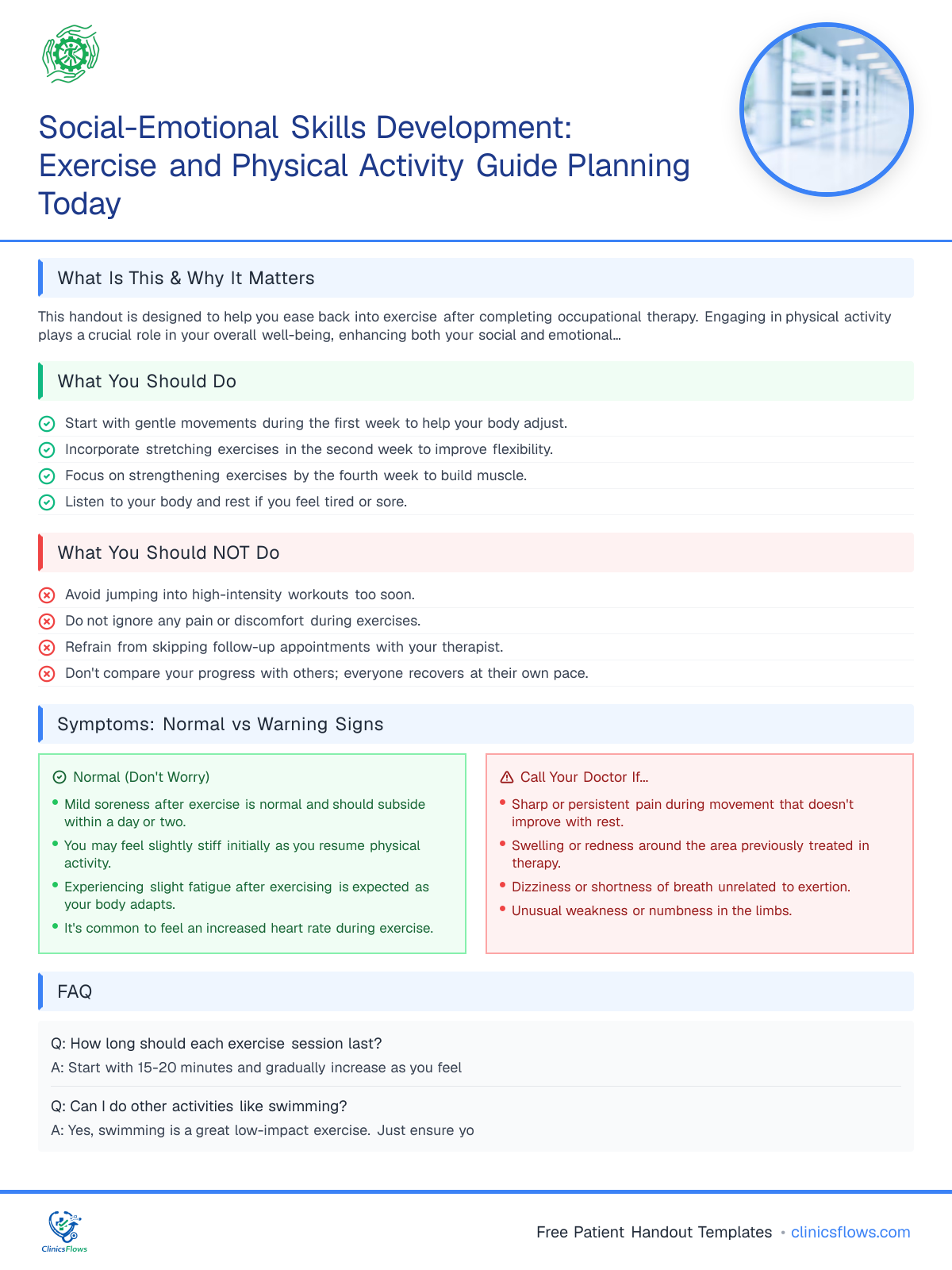 Social-Emotional Skills Development: Exercise and Physical Activity Guide Planning Today - patient handout preview